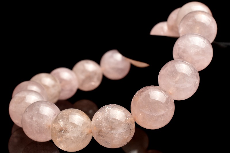 1点物】高品質 ピンクモルガナイト 12mm ブレスレット _D3398