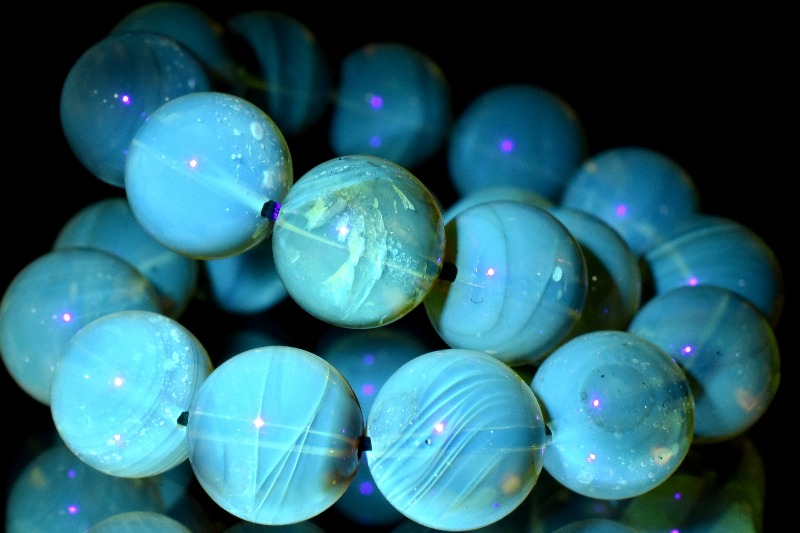 1点物】希少！メキシコ産 ブルーアンバー琥珀 8.5mm ブレスレット