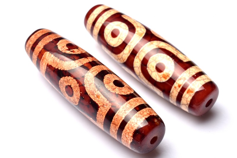 龍鱗鳳血天珠 48-50x14mm 六眼天珠 ビーズ 1個売り _PRG2255-5