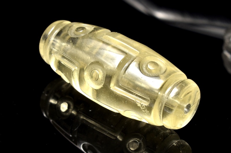 1点物】AAA激レア☆透明レモンカラー リビアングラス 28x11mm 九眼天