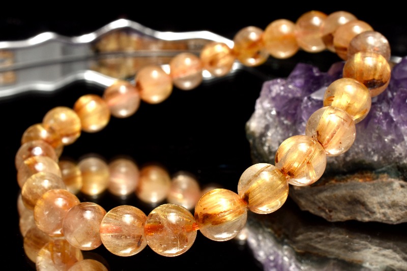 1点物】高品質◇迫力金針 ゴールドタイチンルチルクォーツ 7-7.5mm