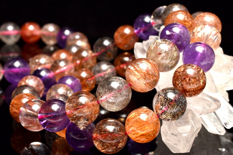 緑簾石入り水晶◇MIX エピドートインクォーツ 10.5mm ブレスレット 1個