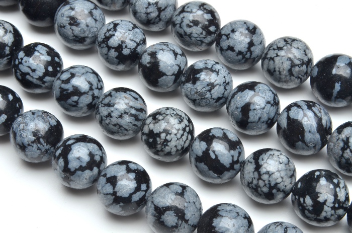 スノーフレークオブシディアン 6mm 1連（約38cm）[R45] - 天然石問屋