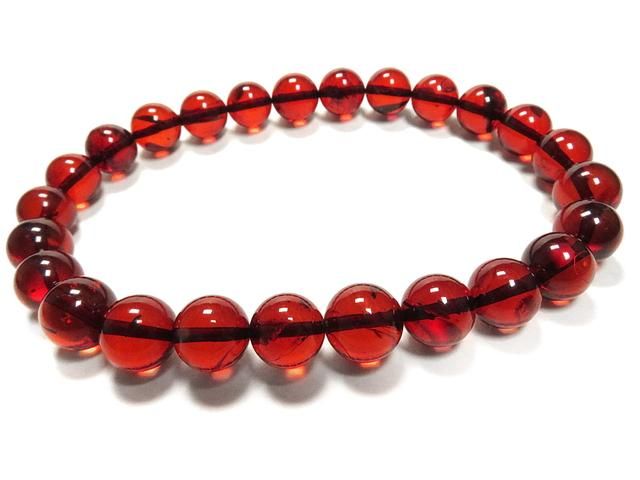 レア品g350円☆【レッドアンバー】赤琥珀☆天然石ブレスレットM☆7.5mm
