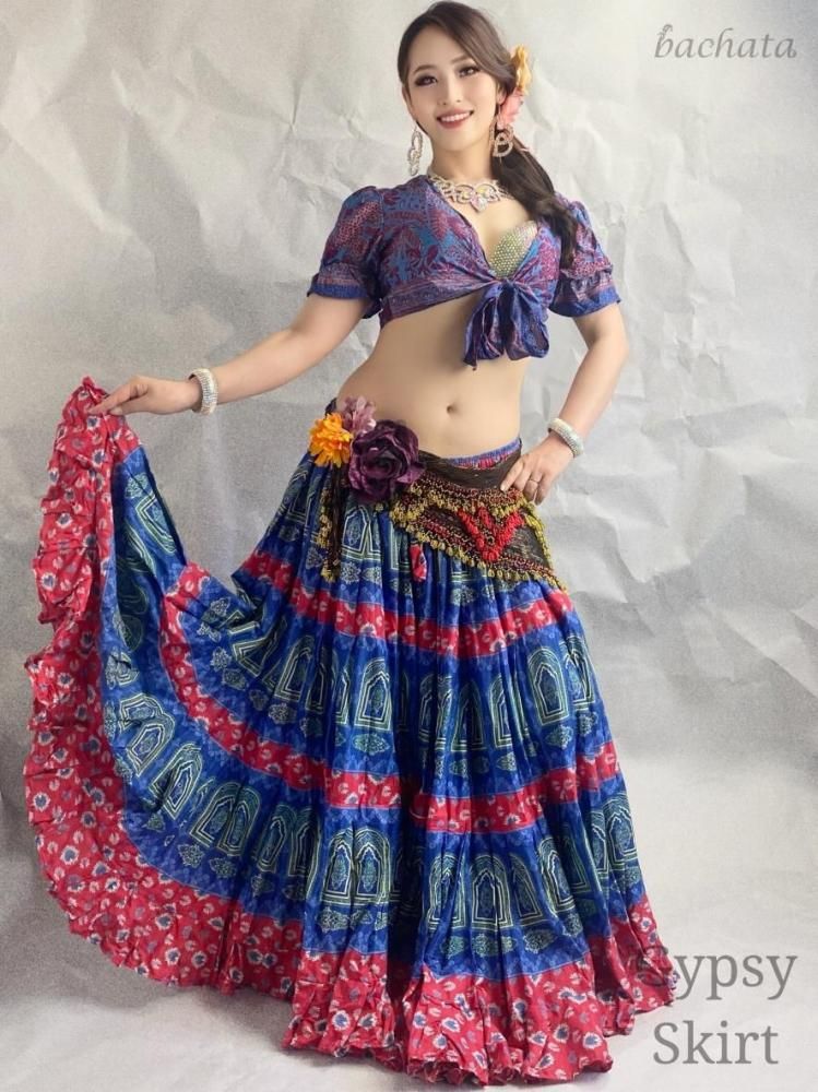 ベリーダンス インド舞踊 ジプシースカート 全円ロングフレア 裾