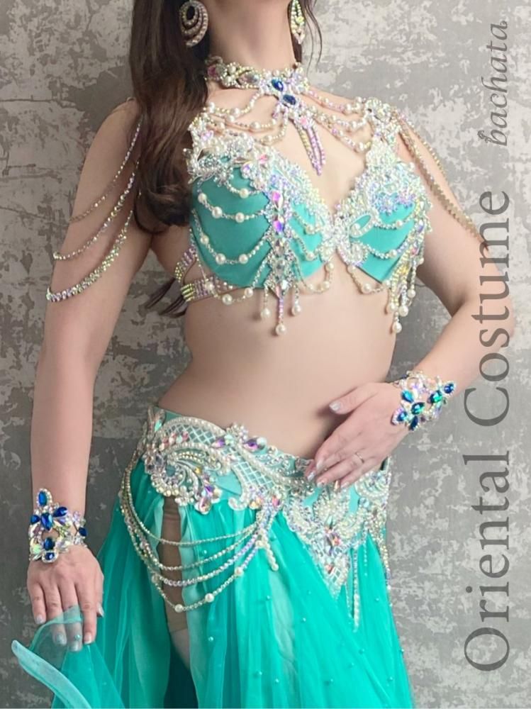 ベリーダンス衣装 エメラルドグリーン (ML/XL) CT0427 - bachata