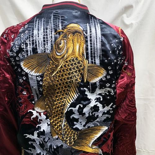 予約・送料無料】絡繰魂 登竜門 刺繍リバーシブルスカジャン