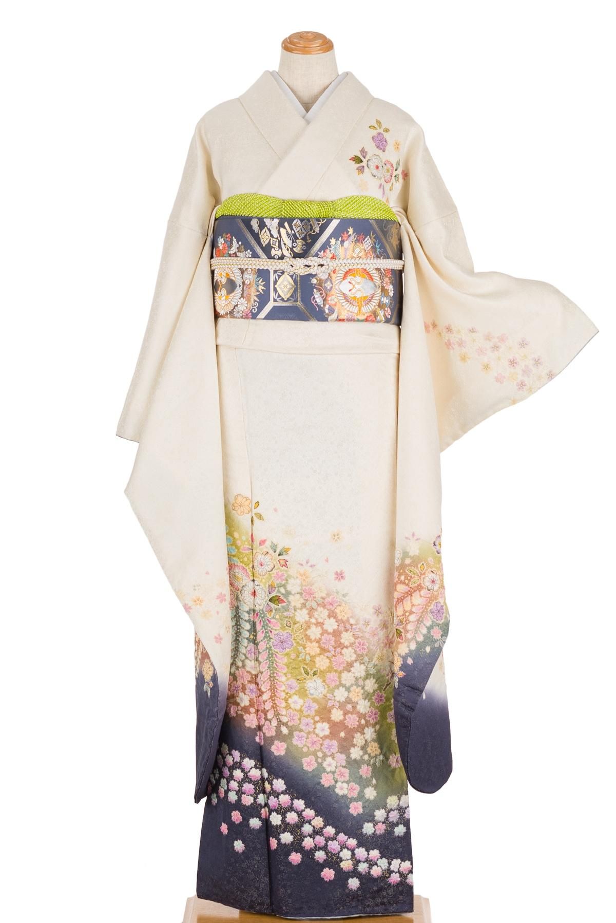 振袖 翠山工房 白地 辻が花 - からん::アンティーク着物・リサイクル