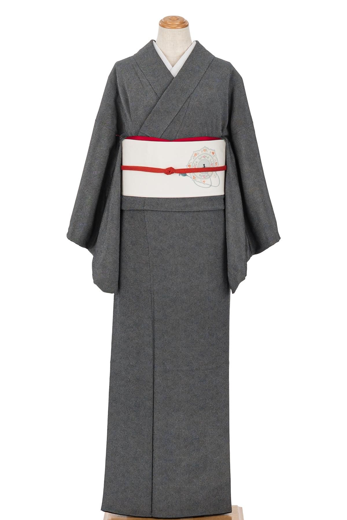 江戸小紋 鮫 無紋 黒 - からん::アンティーク着物・リサイクル着物の