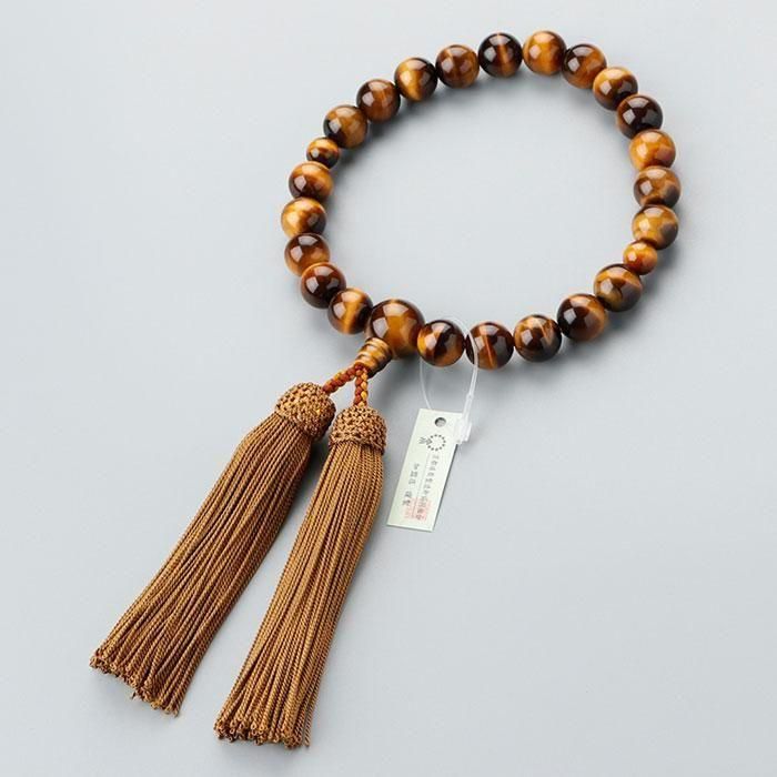 ≪特別価格≫数珠 男性用 22玉 虎目石 正絹房 101220046 略式数珠 京