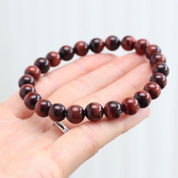 レッドタイガーアイ ブレスレット 約8mm ストレート - 念珠ドットコム