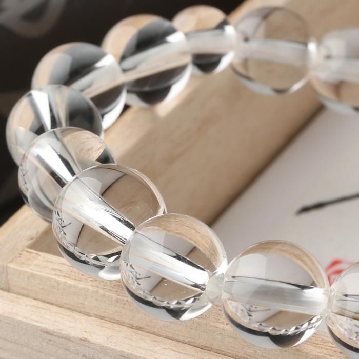 数珠ブレスレット 鑑別書付き 甲府磨き 約10ミリ 本水晶 桐箱入り