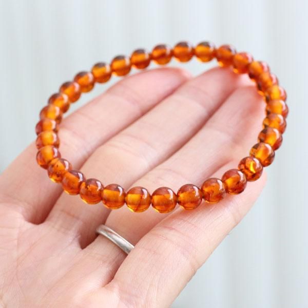 琥珀 ブレスレット 約6mm ストレート 108060106 アンバー