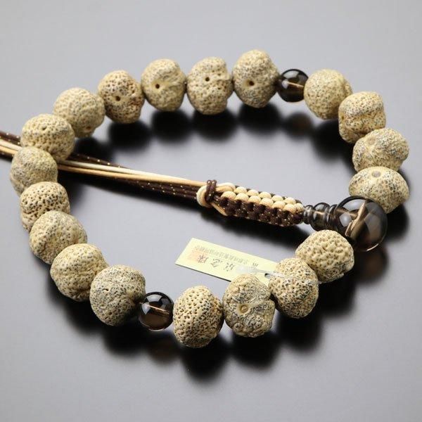 浄土真宗 男性用 数珠 原実 星月菩提樹 茶水晶 正絹紐房 - 数珠 京念珠