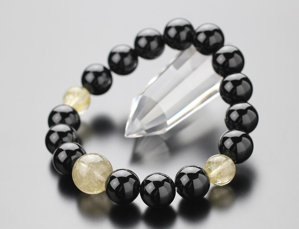 数珠ブレスレット ルチルクォーツ オニキス - 念珠ドットコム