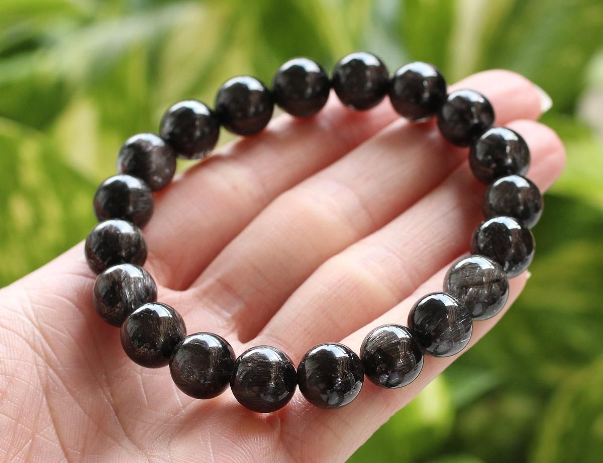 鑑別書付き ブラックルチル ブレスレット 約10mm 5A 最上質 希少