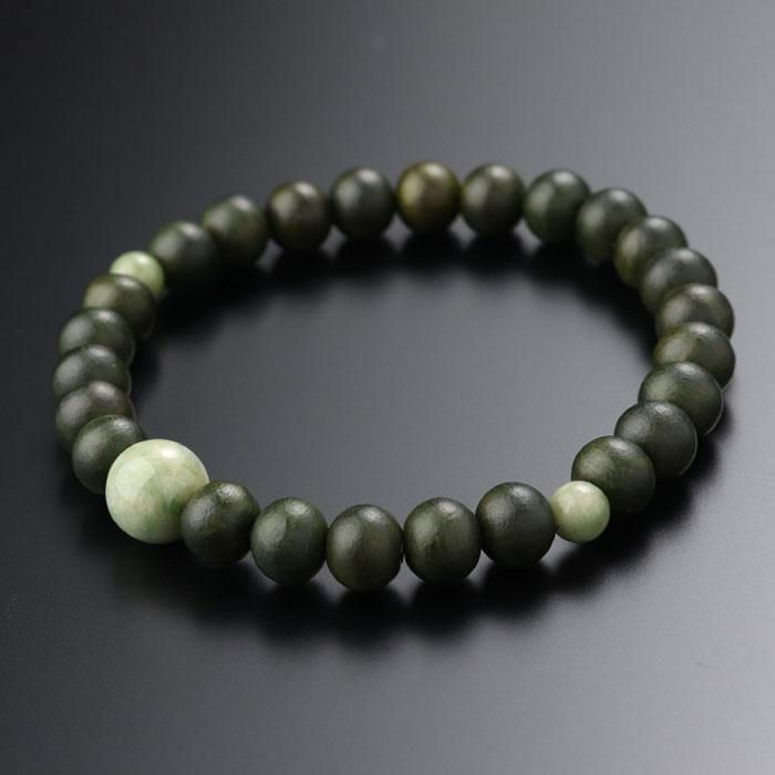 数珠ブレスレット 緑檀 独山玉 約8ミリ - 数珠 京念珠 専門店 念珠