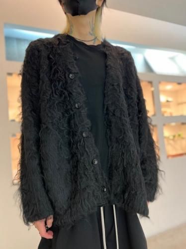 LAD MUSICIAN / LOOP YARN SHAGGY KNIT CARDIGAN / BLACK - LAD