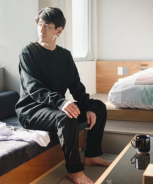 メンズ ロングスリーブ Tシャツ | ブラック - 楊柳生地 専門店 山城