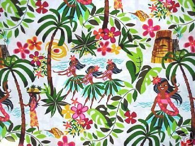 フラガール柄 ホワイト - ハワイアンキルト パウスカート フラ衣装の事