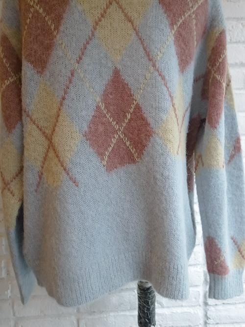 71MICHAEL/ミシェル】EROSION ARGYLE KNIT CARDIGAN (Sax Blue