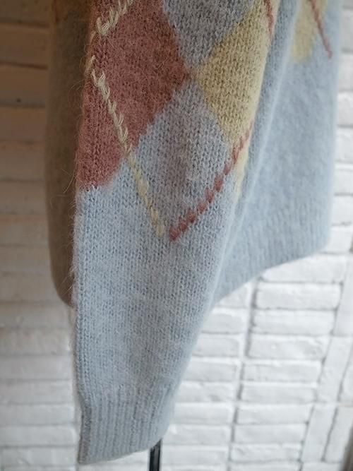 71MICHAEL/ミシェル】EROSION ARGYLE KNIT CARDIGAN (Sax Blue