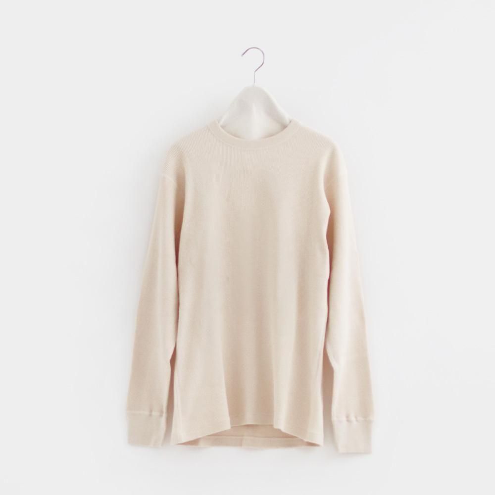 Comoli | コットンカシミヤ ワッフル長袖クルー 2colors