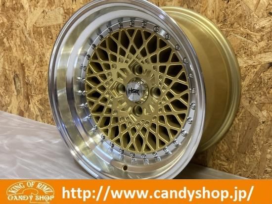 新品】15インチHSR8J-8☆4穴PCD100☆超深リム人気カラーゴールド