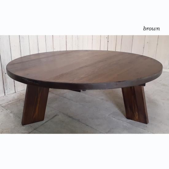 アンティーク風無垢材 円形ちゃぶ台 ローテーブル 円卓 3本脚 直径