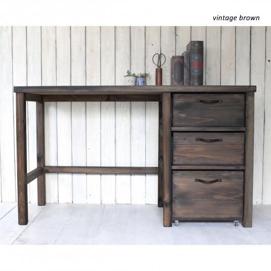 アンティーク風・ヴィンテージ風 無垢材の引き出しデスク DK-027