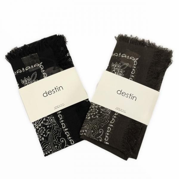 destin 【デスティン】 バンダナモチーフ・シルクウール混紡スカーフ