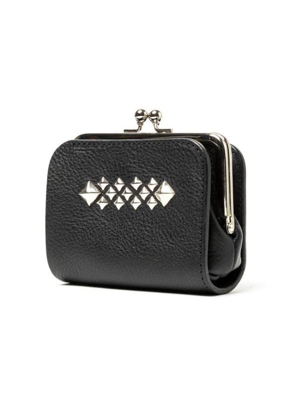 CALEE | STUDS LEATHER INTERNAL FLEX FRAME TYPE MULTI WALLET