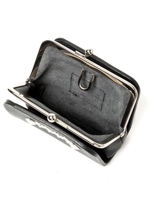 CALEE | STUDS LEATHER INTERNAL FLEX FRAME TYPE MULTI WALLET