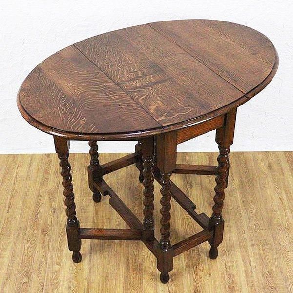 英国アンティーク木製ゲートレッグテーブル/ダイニング机バタフライ(89