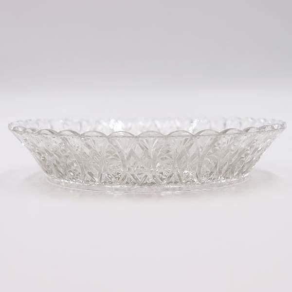 重厚 上質 大正・昭和初期 プレスガラス レース皿 中皿 デザート皿