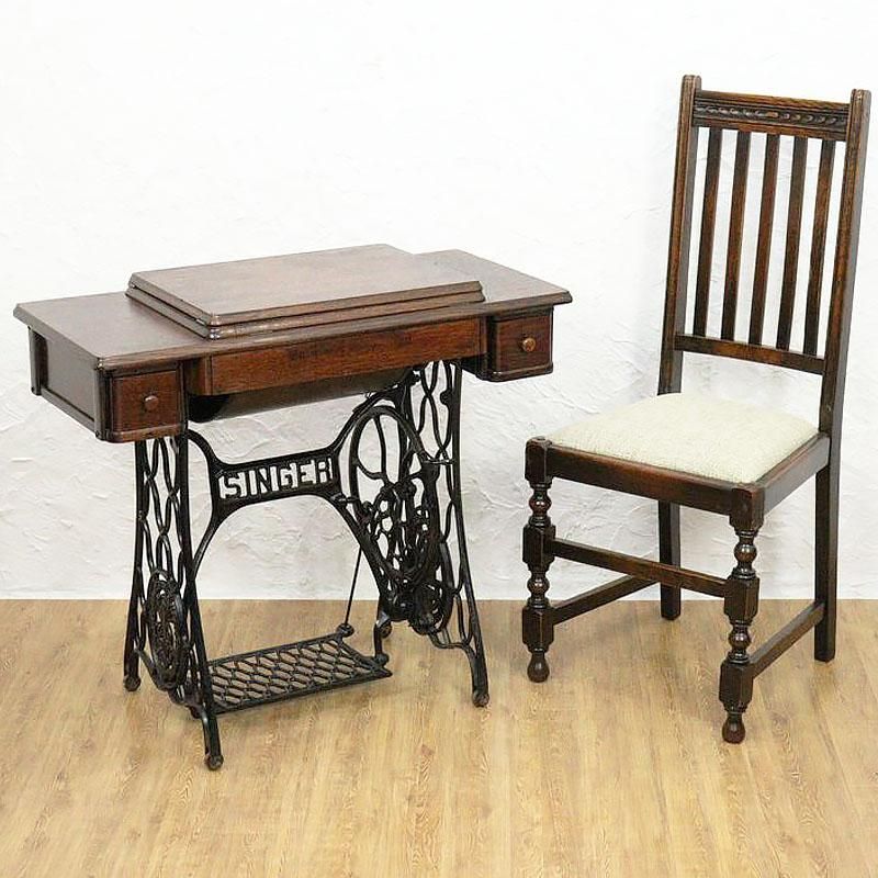 シンガーミシンのアンティークテーブル｜幅87cm・大正から昭和初期の鉄脚×