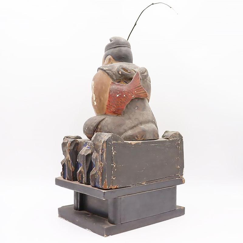 木製 恵比寿様 民芸 置物 明治大正時代 高さ43cm