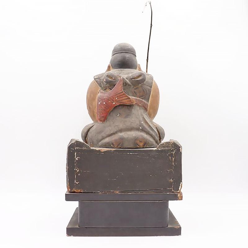 木製 恵比寿様 民芸 置物 明治大正時代 高さ43cm