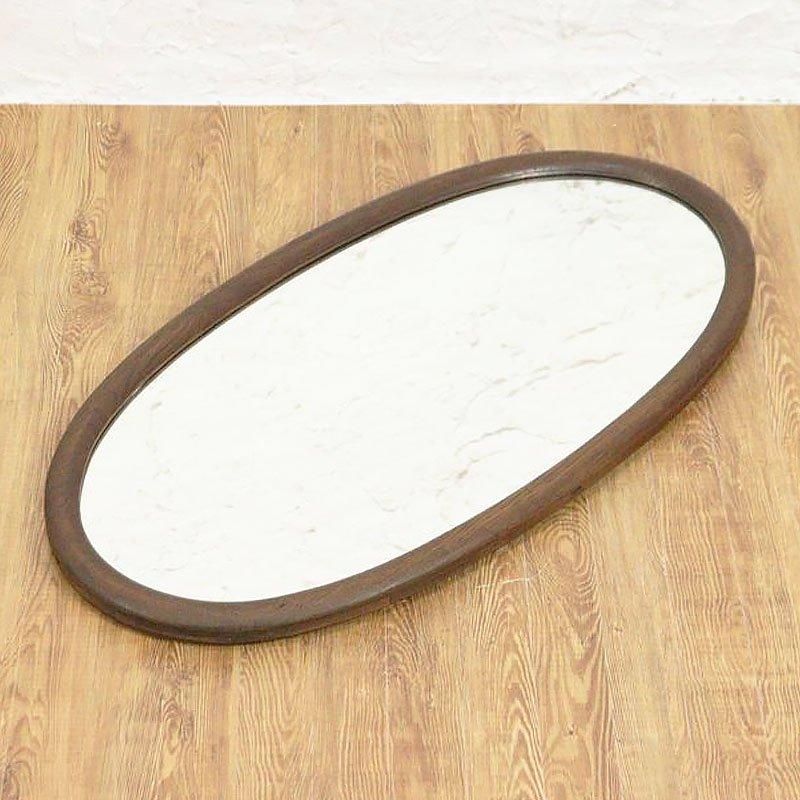 壁鏡 ウォールミラー だ円 楕円 オーバル 木枠 アンティーク 骨董