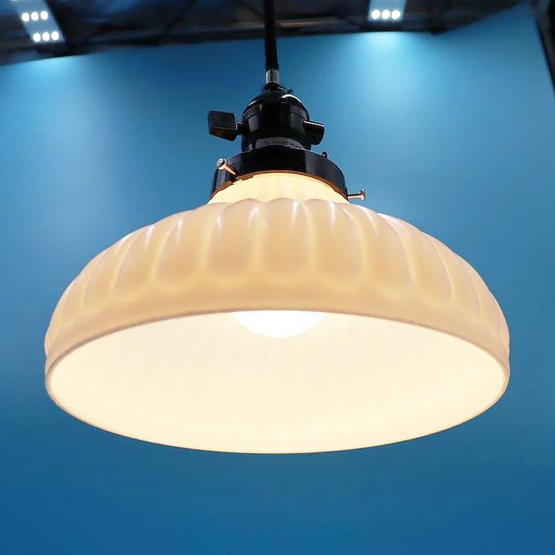 昭和レトロ 電笠 電傘 ランプシェード ガラス 乳白 照明 和電笠 大正