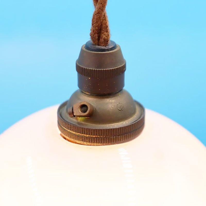 電笠 大正ロマン ガラス 乳白 ピンク 直径22cm