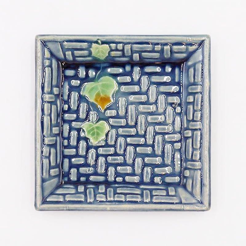 淡路民平焼 青緑釉 手塩皿｜アンティーク 和食器｜サイズ 9×9×1.5