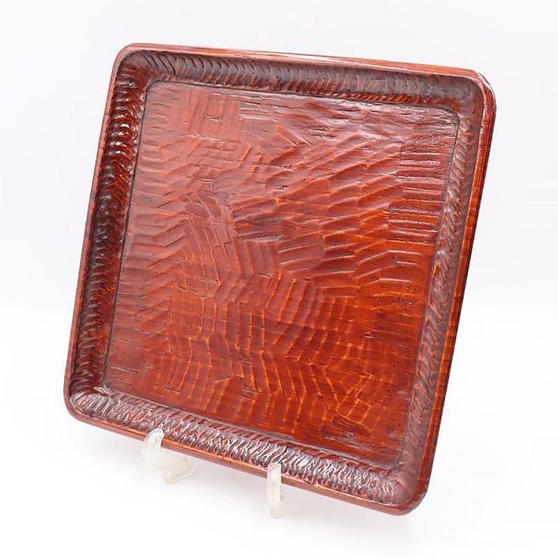 漆器 讃岐盆 手彫り 昭和初期 くり抜き 29.5cm