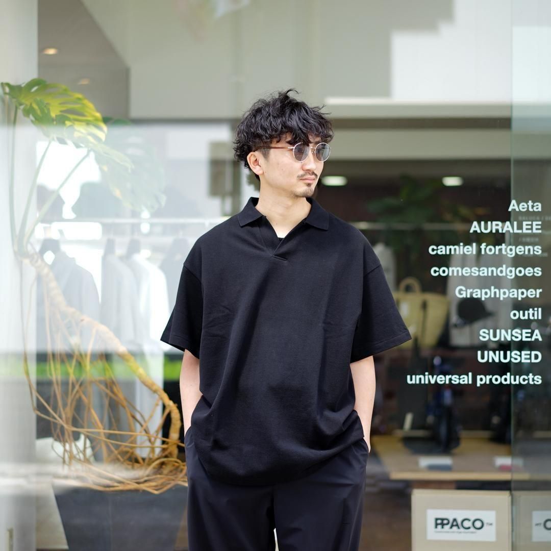 Graphpaper (グラフペーパー) Cotton Pique Jersey S/S Skipper Polo