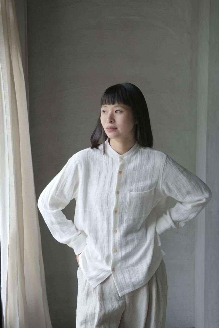 atelier naruse | リネンツィードバンドカラーシャツ - c a b i n e t