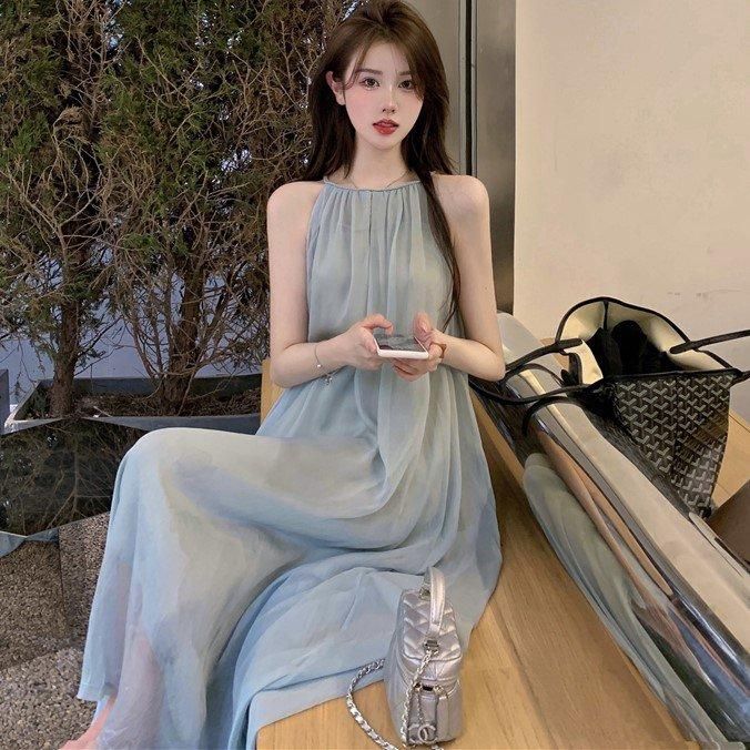 即納】ふんわりシアーシフォンがエレガントで可愛いAラインのロング