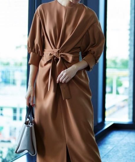 2WayバルーンスリーブIラインワンピース「U837」-RUIRUE BOUTIQUE