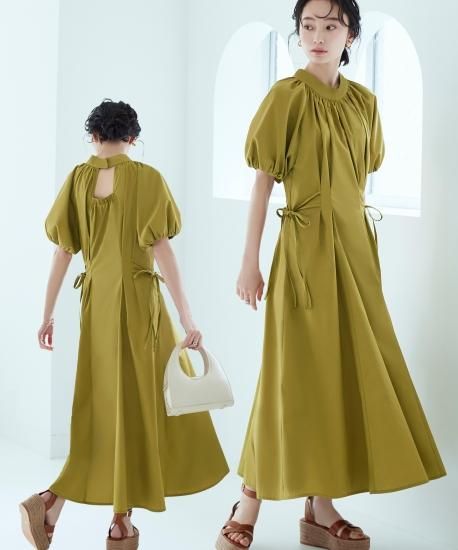 サイドリボンウエストタックワンピース「CU1240」