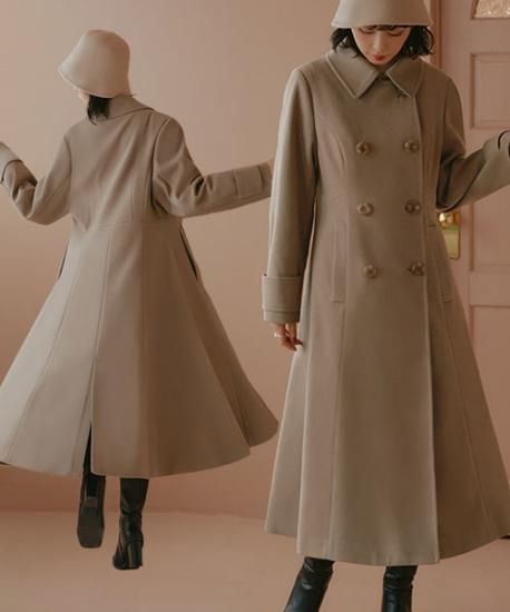 ウーリーストレッチフレアチェスターコート「K1268」/ニットメルトン