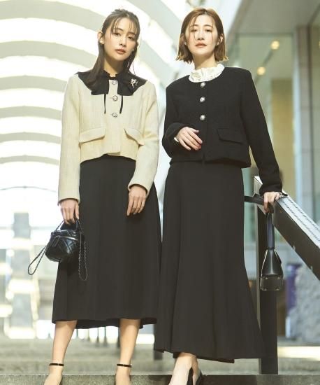 ツイードジャケット＆フレアスカート/マーメイドスカートセットアップ